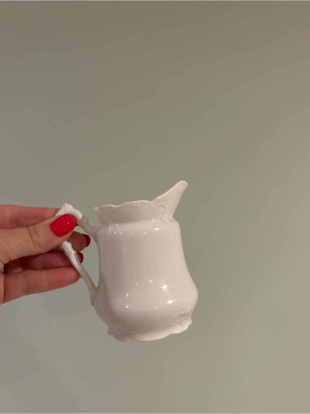 Mini white porcelain vintage creamer pitcher